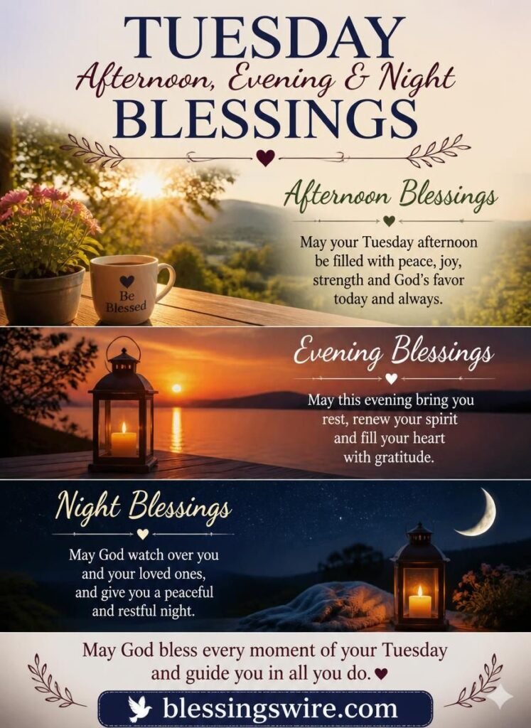 Tuesday Afternoon, Evening & Night Blessings