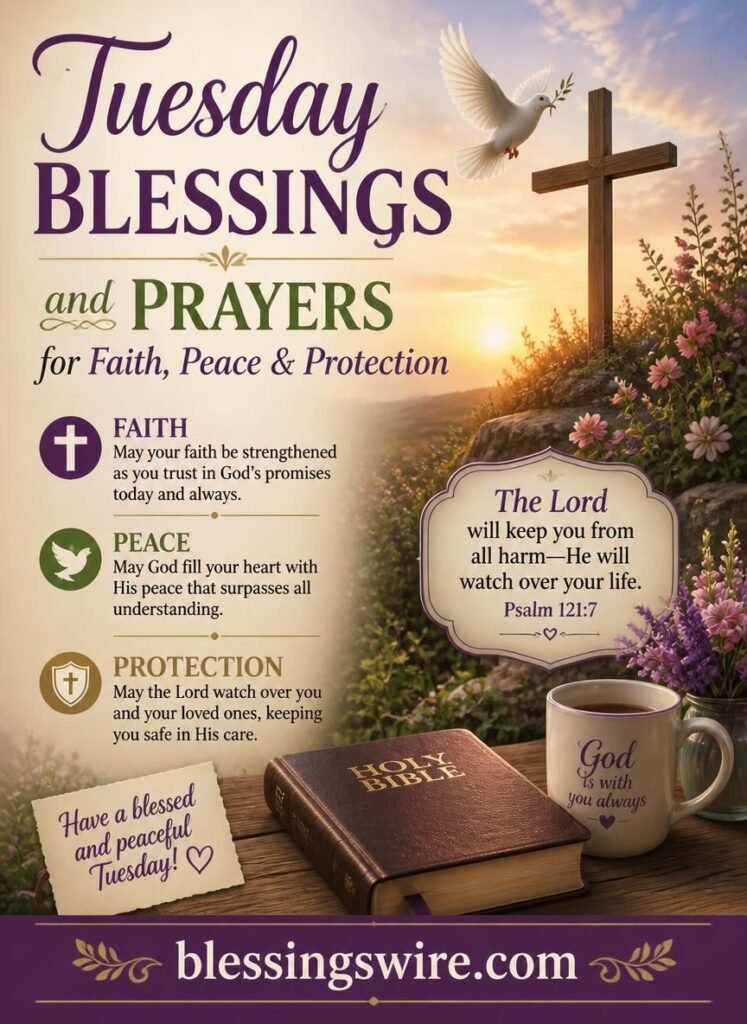 Tuesday Blessings and Prayers for Faith, Peace & Protection